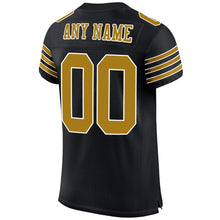 Load image into Gallery viewer, Custom Black Old Gold-White Mesh Authentic Football Jersey