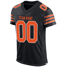 Load image into Gallery viewer, Custom Black Orange-White Mesh Authentic Football Jersey
