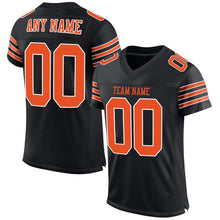 Load image into Gallery viewer, Custom Black Orange-White Mesh Authentic Football Jersey