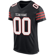 Load image into Gallery viewer, Custom Black White-Scarlet Mesh Authentic Football Jersey