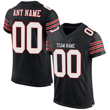 Load image into Gallery viewer, Custom Black White-Scarlet Mesh Authentic Football Jersey