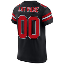 Load image into Gallery viewer, Custom Black Red-White Mesh Authentic Football Jersey