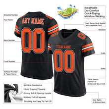 Load image into Gallery viewer, Custom Black Orange-White Mesh Authentic Football Jersey