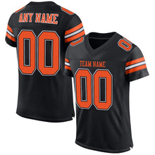 Load image into Gallery viewer, Custom Black Orange-White Mesh Authentic Football Jersey
