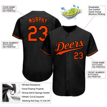 Load image into Gallery viewer, Custom Black Orange Authentic Baseball Jersey