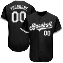 Load image into Gallery viewer, Custom Black White-Gray Authentic Baseball Jersey