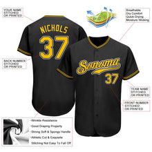Load image into Gallery viewer, Custom Black Gold-White Authentic Baseball Jersey