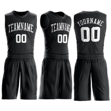 Load image into Gallery viewer, Custom Black White Round Neck Suit Basketball Jersey - Fcustom