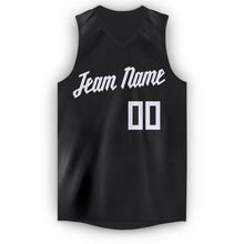 Load image into Gallery viewer, Custom Black White V-Neck Basketball Jersey - Fcustom