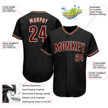 Load image into Gallery viewer, Custom Black Crimson-City Cream Authentic Baseball Jersey