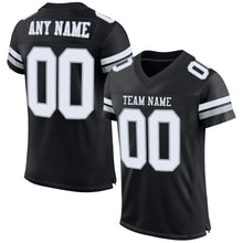 Load image into Gallery viewer, Custom Black White-Silver Mesh Authentic Football Jersey