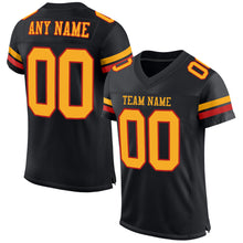 Load image into Gallery viewer, Custom Black Gold-Scarlet Mesh Authentic Football Jersey