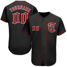 Load image into Gallery viewer, Custom Black Red-White Authentic Baseball Jersey