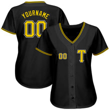 Load image into Gallery viewer, Custom Black Gold-White Authentic Baseball Jersey
