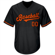 Load image into Gallery viewer, Custom Black Orange-Black Authentic Throwback Rib-Knit Baseball Jersey Shirt