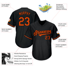 Load image into Gallery viewer, Custom Black Orange-Black Authentic Throwback Rib-Knit Baseball Jersey Shirt