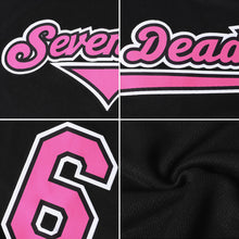 Load image into Gallery viewer, Custom Black Pink-White Authentic Throwback Rib-Knit Baseball Jersey Shirt