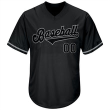 Load image into Gallery viewer, Custom Black Black-Gray Authentic Throwback Rib-Knit Baseball Jersey Shirt