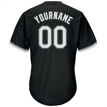 Load image into Gallery viewer, Custom Black White-Gray Authentic Throwback Rib-Knit Baseball Jersey Shirt