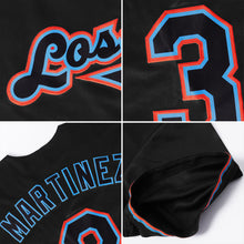 Load image into Gallery viewer, Custom Black Black-Powder Blue Authentic Throwback Rib-Knit Baseball Jersey Shirt