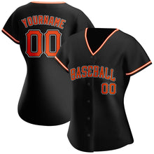 Load image into Gallery viewer, Custom Black Orange-White Authentic Baseball Jersey