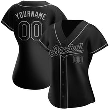 Load image into Gallery viewer, Custom Black Black-Gray Authentic Baseball Jersey