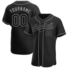 Load image into Gallery viewer, Custom Black Black-Gray Authentic Baseball Jersey