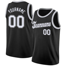 Load image into Gallery viewer, Custom Black White-Gray Round Neck Rib-Knit Basketball Jersey