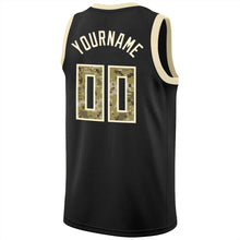 Load image into Gallery viewer, Custom Black Camo-Cream Round Neck Rib-Knit Basketball Jersey