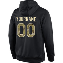 Load image into Gallery viewer, Custom Stitched Black Camo-Cream Sports Pullover Sweatshirt Hoodie