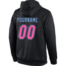 Load image into Gallery viewer, Custom Stitched Black Pink-Light Blue Sports Pullover Sweatshirt Hoodie