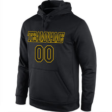 Load image into Gallery viewer, Custom Stitched Black Black-Gold Sports Pullover Sweatshirt Hoodie