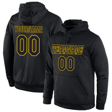 Load image into Gallery viewer, Custom Stitched Black Black-Gold Sports Pullover Sweatshirt Hoodie