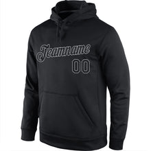 Load image into Gallery viewer, Custom Stitched Black Black-Gray Sports Pullover Sweatshirt Hoodie
