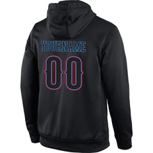 Load image into Gallery viewer, Custom Stitched Black Black-Powder Blue Sports Pullover Sweatshirt Hoodie