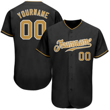 Load image into Gallery viewer, Custom Black Old Gold-White Authentic Baseball Jersey