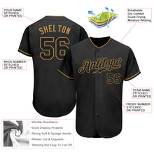 Load image into Gallery viewer, Custom Black Black-Old Gold Authentic Baseball Jersey