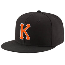 Load image into Gallery viewer, Custom Black Orange-White Stitched Adjustable Snapback Hat
