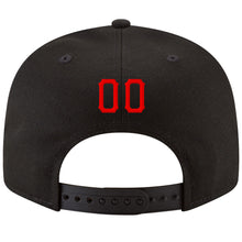 Load image into Gallery viewer, Custom Black Red-Gold Stitched Adjustable Snapback Hat