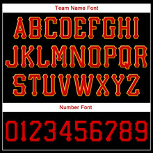 Load image into Gallery viewer, Custom Black Red-Gold Stitched Adjustable Snapback Hat