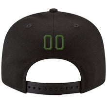 Load image into Gallery viewer, Custom Black Green-Gold Stitched Adjustable Snapback Hat