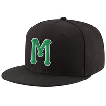Load image into Gallery viewer, Custom Black Kelly Green-White Stitched Adjustable Snapback Hat