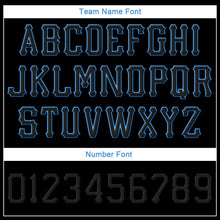 Load image into Gallery viewer, Custom Black Black-Powder Blue Stitched Adjustable Snapback Hat