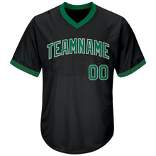 Load image into Gallery viewer, Custom Black Kelly Green-White Authentic Throwback Rib-Knit Baseball Jersey Shirt