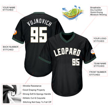 Load image into Gallery viewer, Custom Black White-Hunter Green Authentic Throwback Rib-Knit Baseball Jersey Shirt
