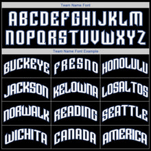 Load image into Gallery viewer, Custom Black White-Blue Authentic Throwback Rib-Knit Baseball Jersey Shirt