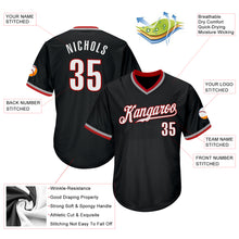 Load image into Gallery viewer, Custom Black White-Red Authentic Throwback Rib-Knit Baseball Jersey Shirt