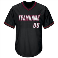 Load image into Gallery viewer, Custom Black White-Maroon Authentic Throwback Rib-Knit Baseball Jersey Shirt