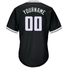 Load image into Gallery viewer, Custom Black White-Purple Authentic Throwback Rib-Knit Baseball Jersey Shirt