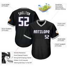 Load image into Gallery viewer, Custom Black White-Purple Authentic Throwback Rib-Knit Baseball Jersey Shirt